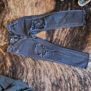Black American Eagle skinny jeans with holes. Size 0